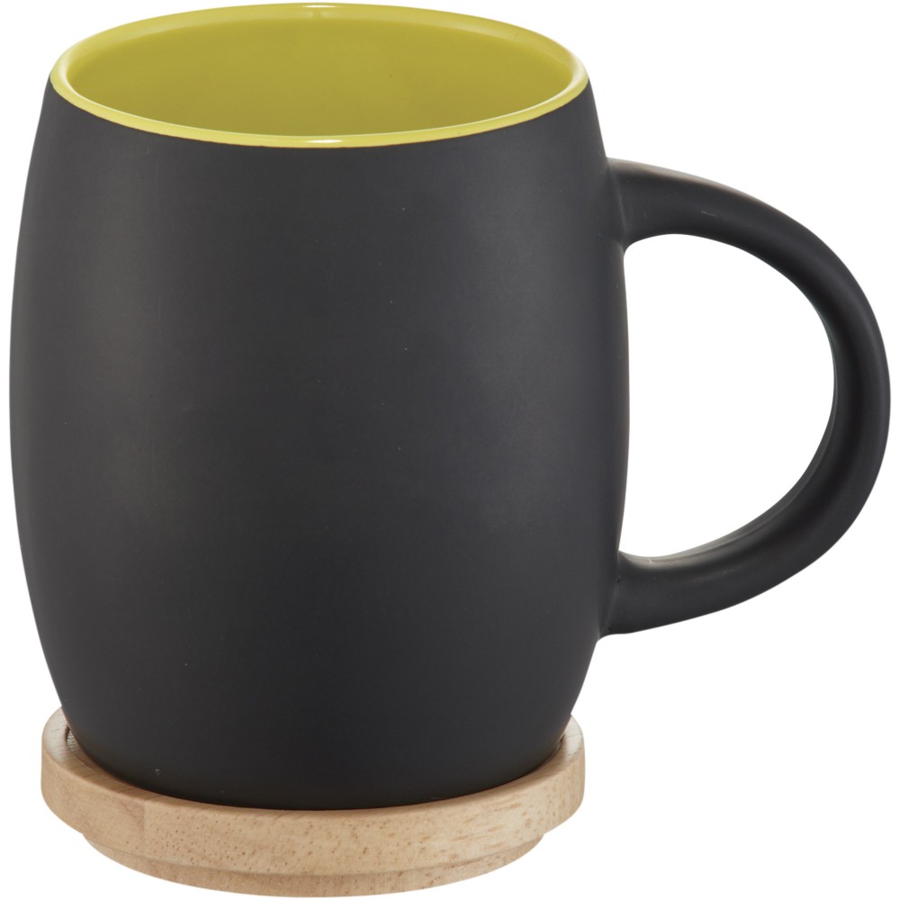 Hearth Ceramic  Mug  with Wood Lid  Coaster solid black 10 