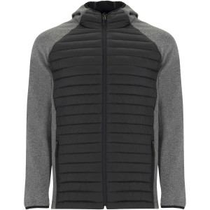 Minsk unisex hybrid insulated jacket, Solid black, Heather black (Jackets)