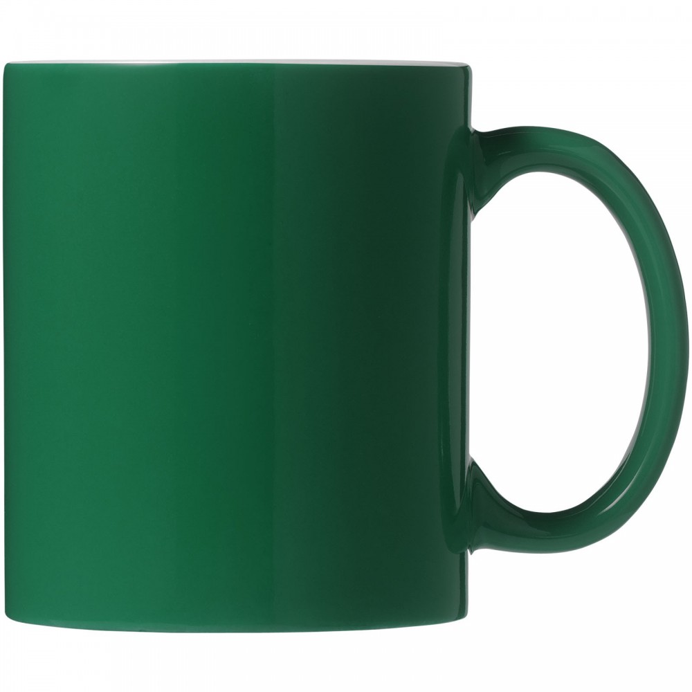 Printed Java 330 ml ceramic mug, Green,White (Mugs)