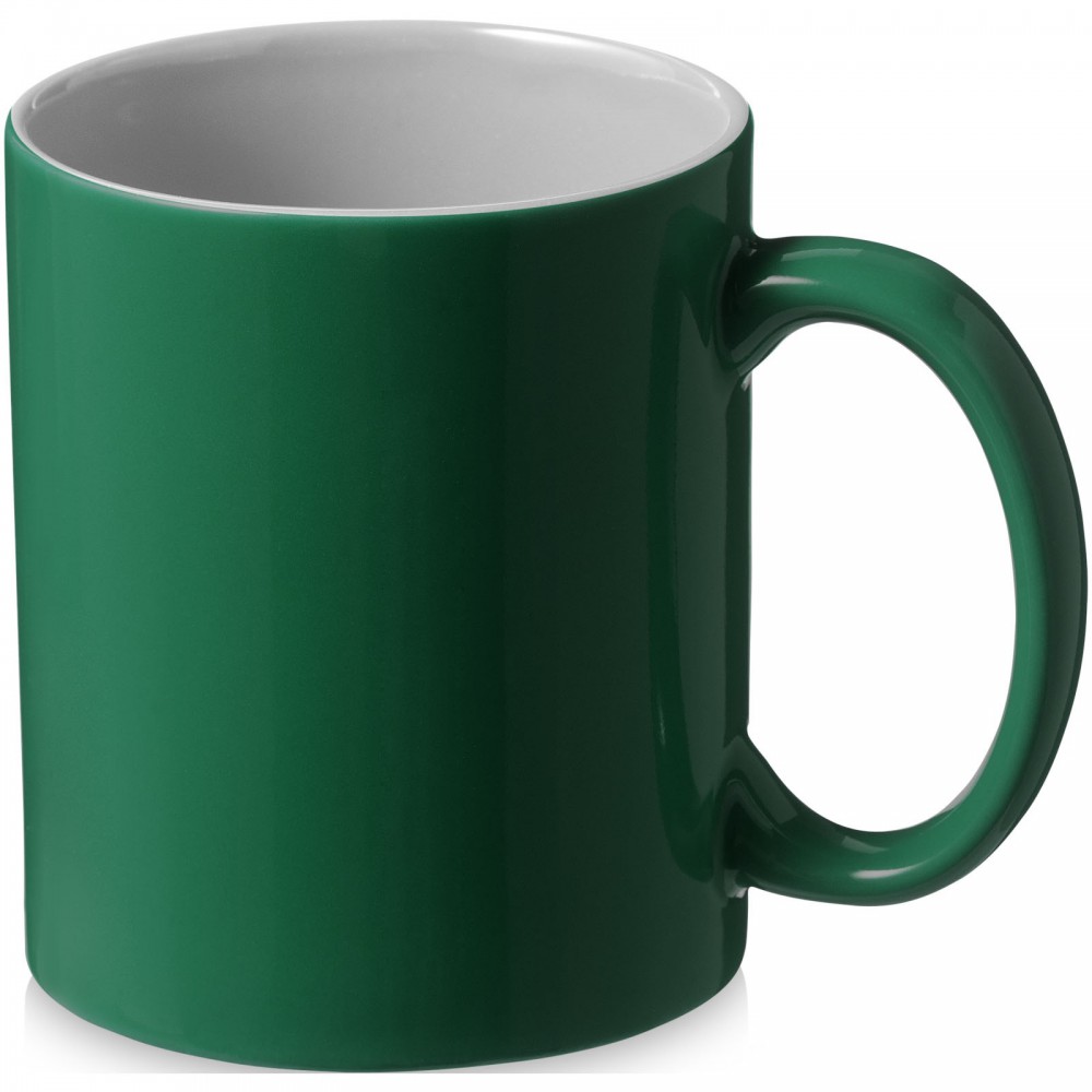 Java 330 ml ceramic mug  Green  White Mugs  