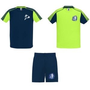 Juve unisex sports set, Fluor Green, Navy Blue (T-shirt, mixed fiber, synthetic)