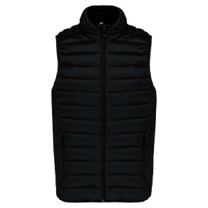 MEN?S LIGHTWEIGHT SLEEVELESS FAKE DOWN JACKET, Black