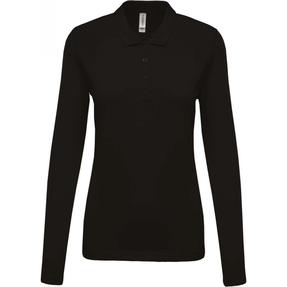 ladies black long sleeve polo shirt