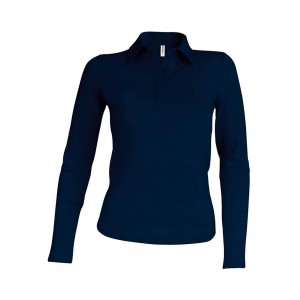 LADIES' LONG-SLEEVED POLO SHIRT, Navy