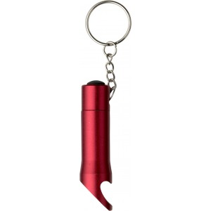 Aluminium 2-in-1 key holder Carla, red (Keychains)