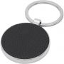 Paolo laserable PU leather round keychain, Solid black