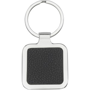Piero laserable PU leather squared keychain, Solid black (Keychains)