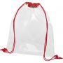 Lancaster transparent drawstring backpack, Red, Transparent clear