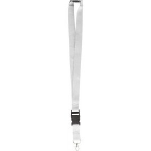 Polyester (300D) lanyard and key holder Bobbi, white (Lanyard, armband, badge holder)