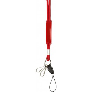 Polyester (300D) lanyard with PVC badge Ariel, red (Lanyard, armband, badge holder)