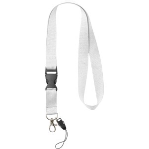 Sagan phone holder lanyard with detachable buckle, White (Lanyard, armband, badge holder)