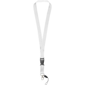 Sagan phone holder lanyard with detachable buckle, White (Lanyard, armband, badge holder)