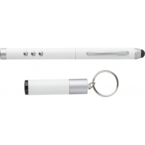 Plastic laser pen and presenter with receiver, white (Laser pointers)