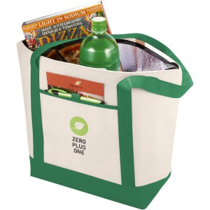 Lighthouse non-woven cooler tote, Natural,Green (Cooler bags)