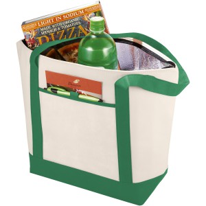 Lighthouse non-woven cooler tote, Natural,Green (Cooler bags)