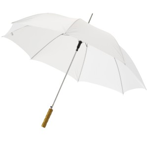Lisa 23" auto open umbrella with wooden handle, White