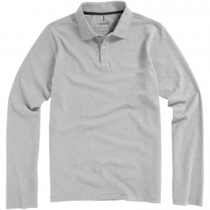 Oakville long sleeve men's polo, Grey melange (Long-sleeved shirt)
