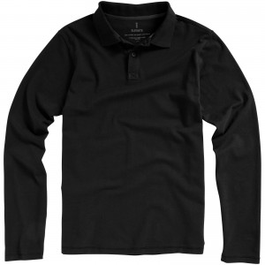 Oakville long sleeve men's polo, solid black (Long-sleeved shirt)