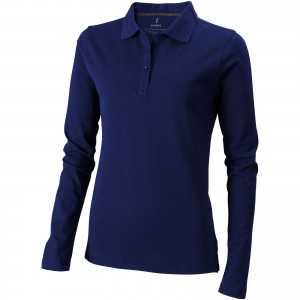 Oakville long sleeve women's polo, Navy (Long-sleeved shirt)