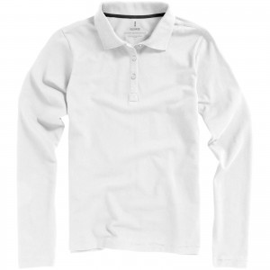 Oakville long sleeve women's polo, White (Long-sleeved shirt)