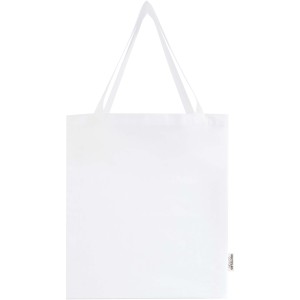 Madras 140 g/m2 GRS recycled cotton gusset tote bag, White (Shopping bags)