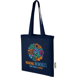 Madras 140 g/m2 GRS recycled cotton tote bag 7L, Navy (cotton bag)