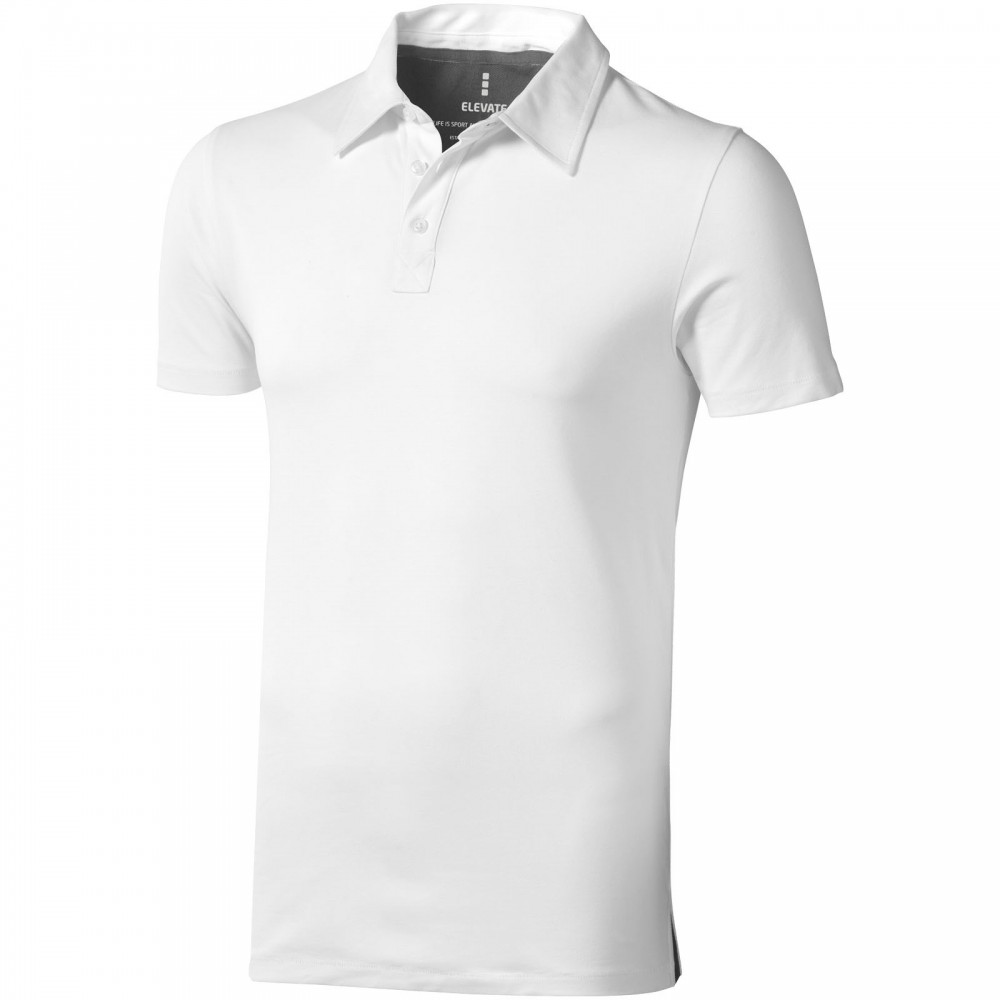 Contemporary Barber prevent Printed Markham short sleeve men's stretch polo, White, S (Polo shirt,  90-100% cotton)