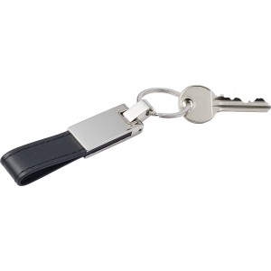 Steel and PU key holder Keon, black (Keychains)