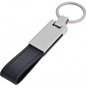 Steel and PU key holder Keon, black (Keychains)