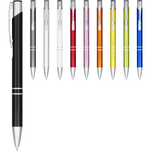 Moneta anodized aluminium click ballpoint pen- Black Ink, Wh (Metallic pen)