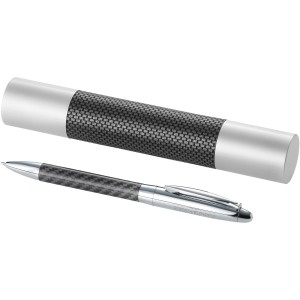 Winona ballpoint pen with carbon fibre details, Silver,Grey, (Metallic pen)