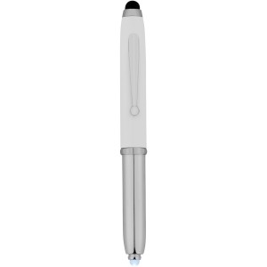 Xenon stylus ballpoint pen with LED light, White,Silver (Metallic pen)
