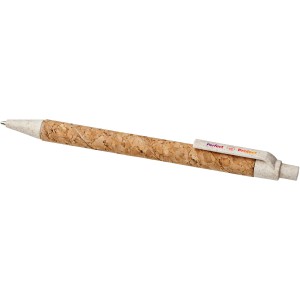 Midar cork and wheat straw ballpoint pen, Cream (Wooden, bamboo, carton pen)