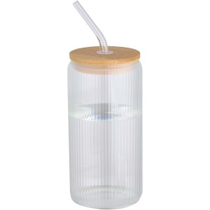 Mirage 500 ml single-walled borosilicate glass jar with bamb