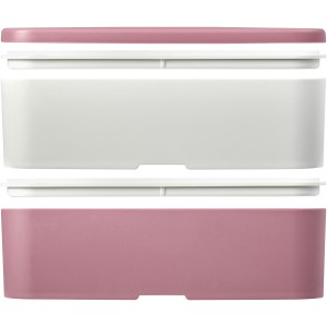 MIYO Renew double layer lunch box, Pink, Ivory white (Plastic kitchen equipments)