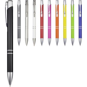 Moneta recycled aluminium ballpoint pen (blue ink), White (Metallic pen)