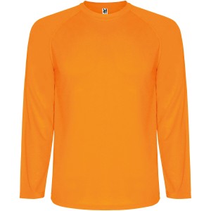 Montecarlo long sleeve men's sports t-shirt, Fluor Orange (T-shirt, mixed fiber, synthetic)