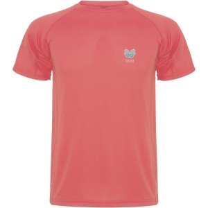 Montecarlo short sleeve kids sports t-shirt, Fluor Coral (Polo shirt, 90-100% cotton)