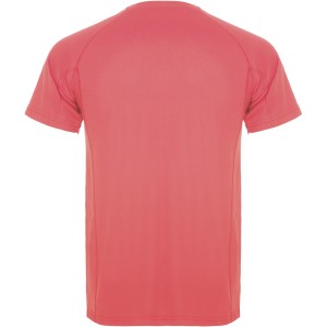 Montecarlo short sleeve kids sports t-shirt, Fluor Coral (Polo shirt, 90-100% cotton)