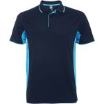 Montmelo short sleeve unisex sports polo, Navy Blue, Sky blue (R04218O)
