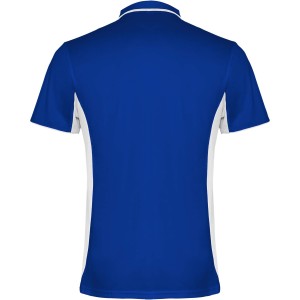 Montmelo short sleeve unisex sports polo, Royal blue, White (T-shirt, mixed fiber, synthetic)