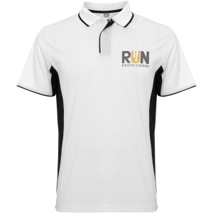 Montmelo short sleeve unisex sports polo, White, Solid black (T-shirt, mixed fiber, synthetic)