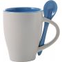 Ceramic mug with spoon Eduardo, light blue