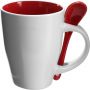 Ceramic mug with spoon Eduardo, red