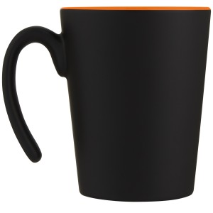 Oli 360 ml ceramic mug with handle, Orange, Solid black (Mugs)
