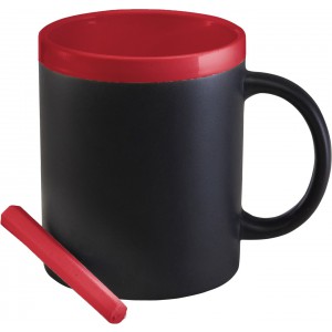 Stoneware mug with chalks, red (Mugs)