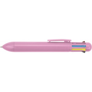 Eight colour plastic ballpen., pink (Multi-colored, multi-functional pen)