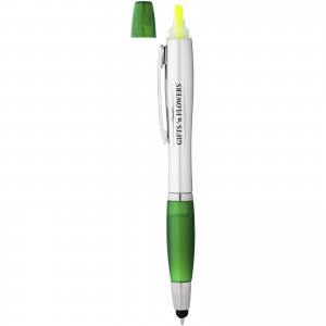 Nash stylus ballpoint pen and highlighter, Green (Multi-colored, multi-functional pen)