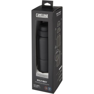 MultiBev vacuum insulated stainless steel 500 ml bottle and 350 ml cup, Solid black (Sport bottles)