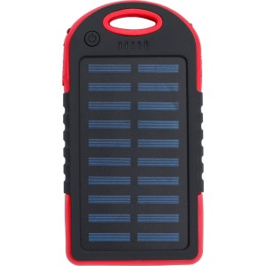 Rubberized ABS solar power bank Arin, red